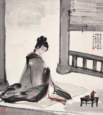 傅抱石 仕女 镜心